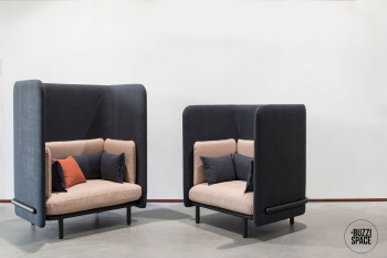 BuzziSpace BuzziSpark Soft Lounge Sofa with Acoustic Shelter image 2